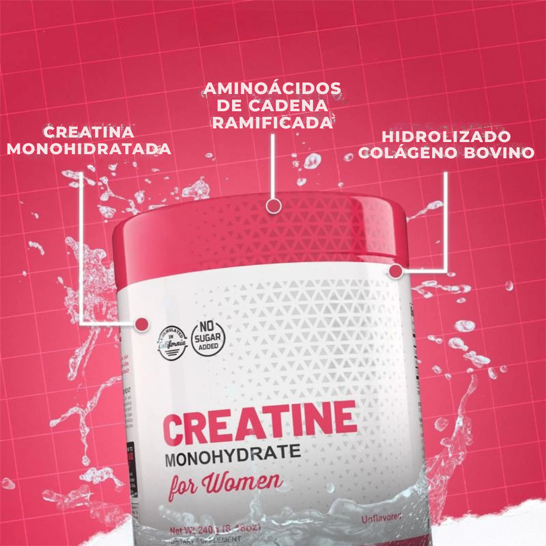 🍑 CREATINA MONOHIDRATADA PARA MUJERES – Resalta tus Glúteos con Fuerza y Belleza
