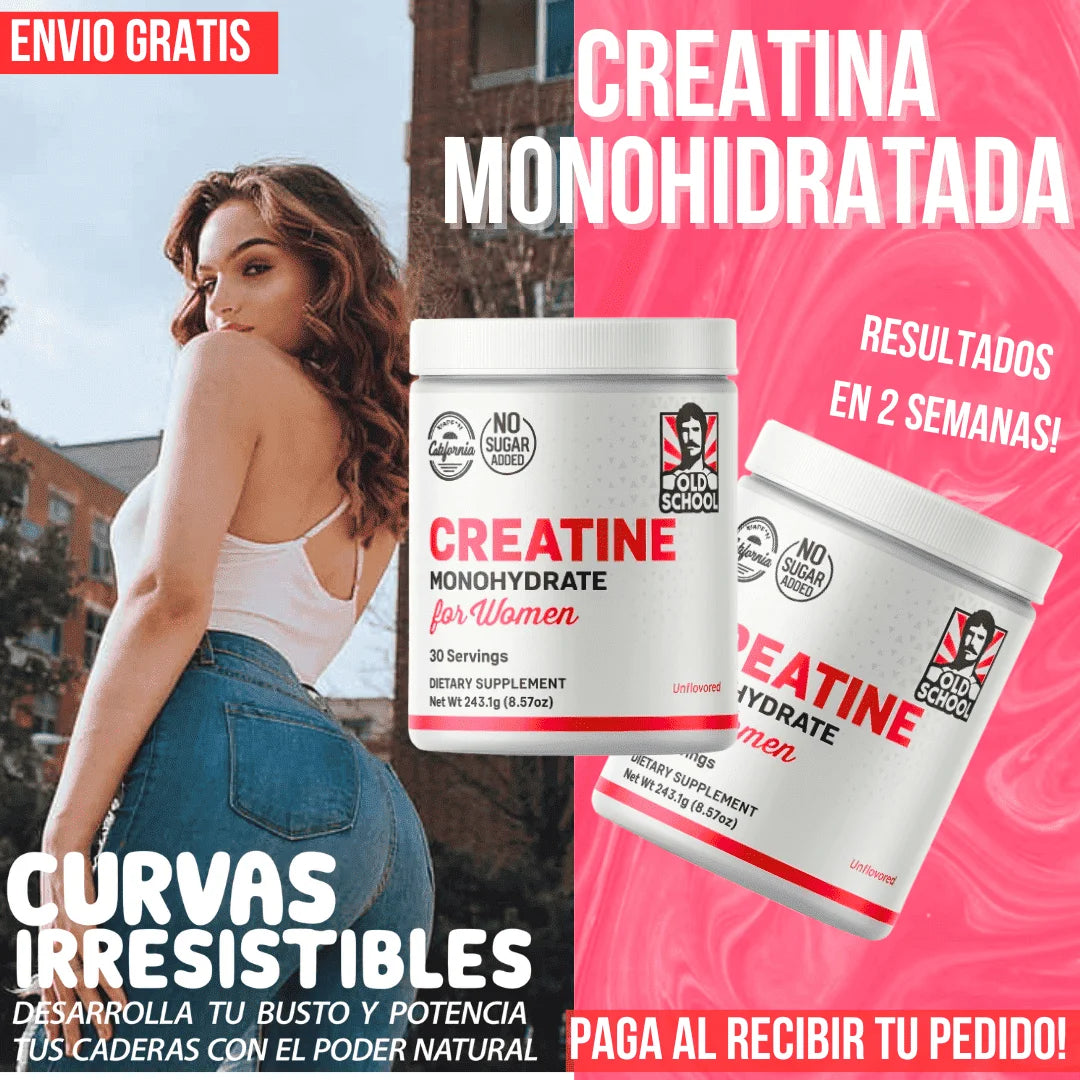 🍑 CREATINA MONOHIDRATADA PARA MUJERES – Resalta tus Glúteos con Fuerza y Belleza
